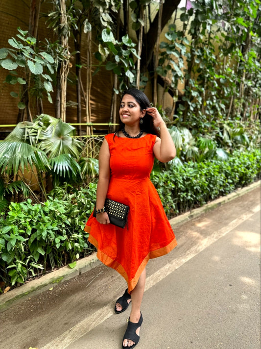 Bermuda Triangle Midi Dress Orange