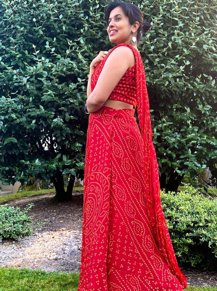 Pre - draped Saree - Red