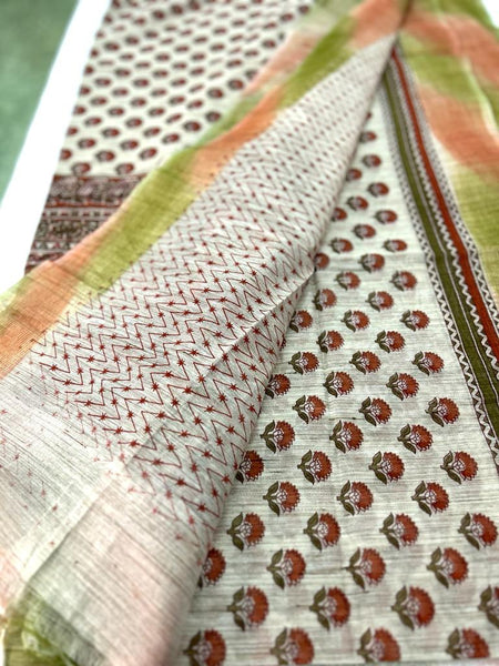 Shakuntala - Linen Cotton Saree - Red