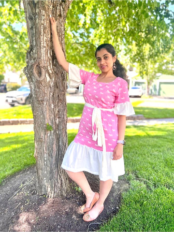 Romanian Ruffle Dress - Pink