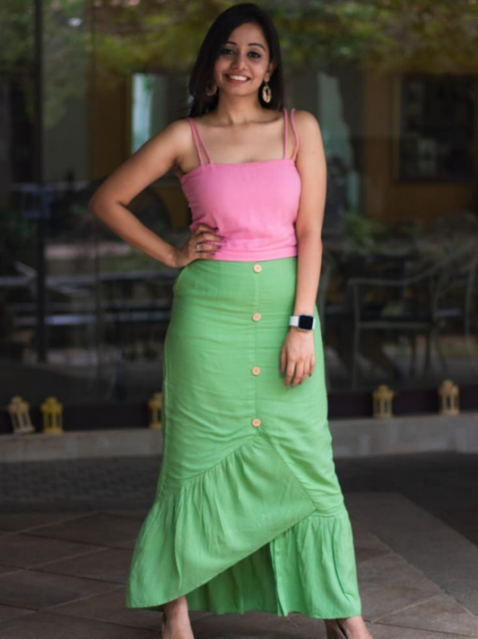 Noodle Strap Skirt Set - Pastel