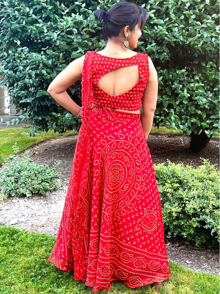 Pre - draped Saree - Red