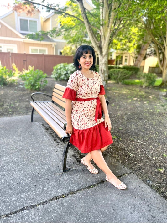 Romanian Ruffle Dress - Red