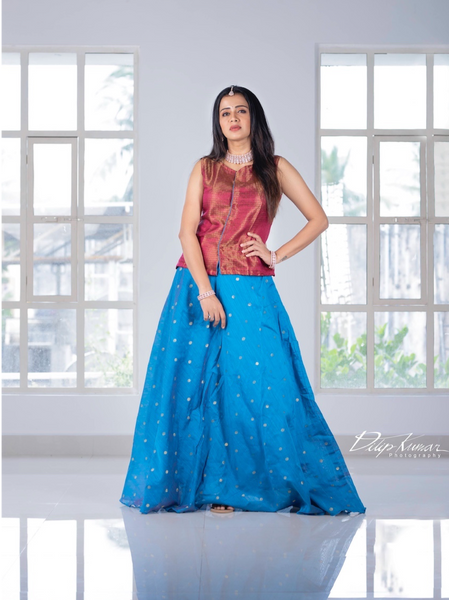 Classic Indian  Skirt Set- Blue