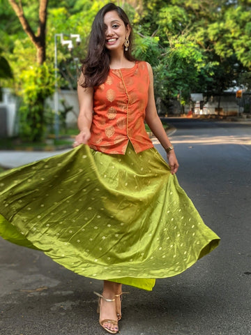Classic Indian Skirt Set - Green